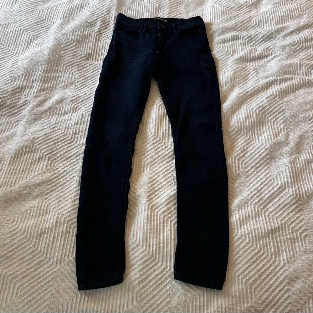 Express Mid Rise Leggings Jegging Stretch+ Supersoft Size 2R‎ Dark Blue EUC